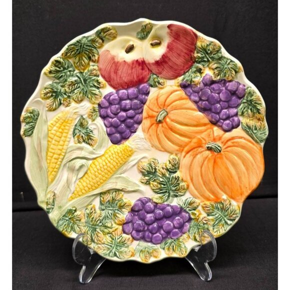 Vintage Fitz & Floyd OCI Harvest Bounty Autumn Salad Plate Thanksgiving Fall - Picture 1 of 8